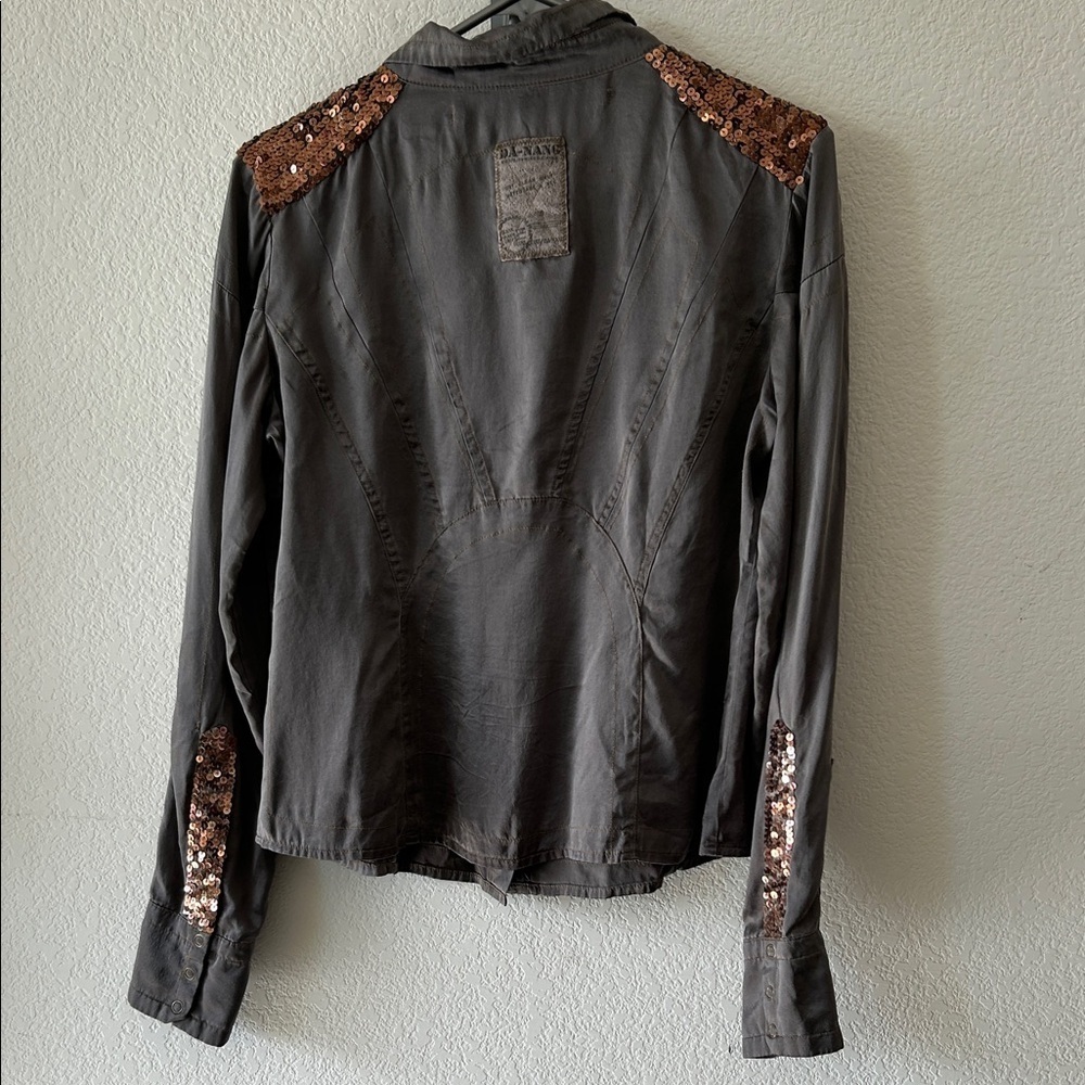 Da-Nang Silk Blouse with Copper Sequin Shoulders size S - Picture 8 of 11